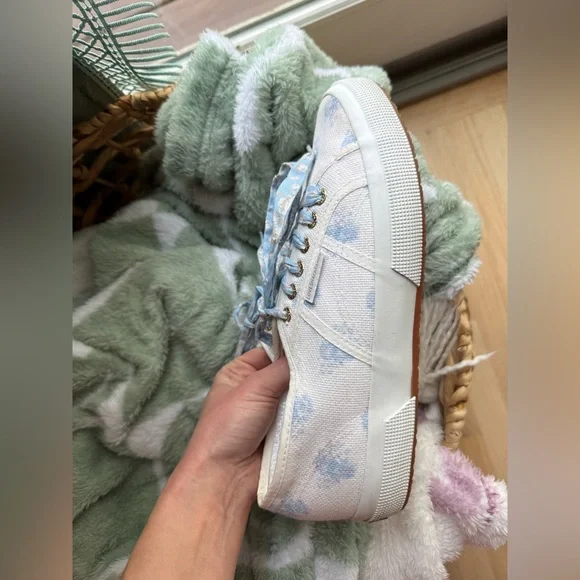 Superga x LoveShackFancy 2750 Sneaker Morning Mist - White/Blue Floral- Size 9.5 - Picture 10 of 15